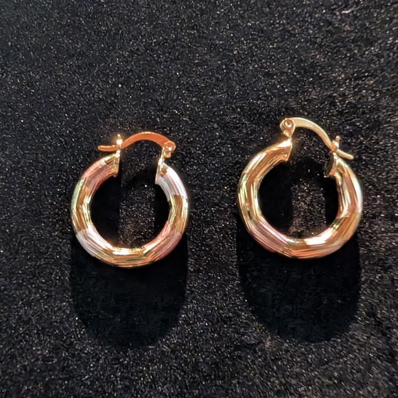 Elegant Gold, Rose Gold and  Silver Colored Hoop Earrings - Picture 3 of 3